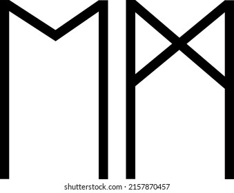 vector runic scandinavian celtic alphabet letter M