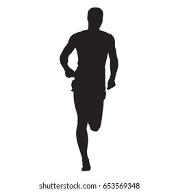 Vector runner, front view, isolated silhouette