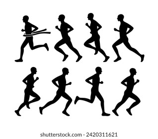 Vector Runner Icon. Running People Silhouette. Active Sport Logo. Isolated Run Competition Illustration