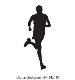 Vector runner isolated silhouette, front view