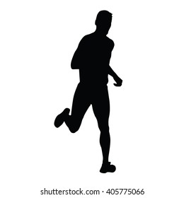Vector runner, running man silhouette. Run, sport, active boy