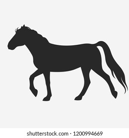 Vector running black horse silhouette isolated on white background.