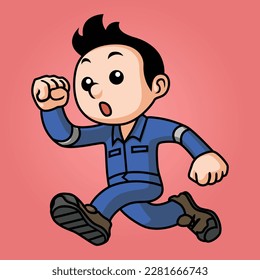 vector running boy cartoon illustration