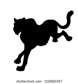 Vector running cheetah silhouette black on white background three quarters view