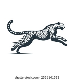 a vector running cheetah silhouette in full sprint speed and elegance illustration 