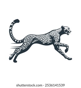 a vector running cheetah silhouette in full sprint speed and elegance illustration 