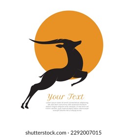 Vector running deer silhouette, An element for creating logo, Vector animal brand idea