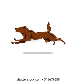 Vector Running Dog Cartoon Illustration. Vector silhouette of the Dog Isolated on a White Background. Branding Identity Corporate Logo