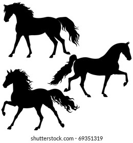 vector running horses isolated on a white background