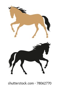 vector running horses on a white background