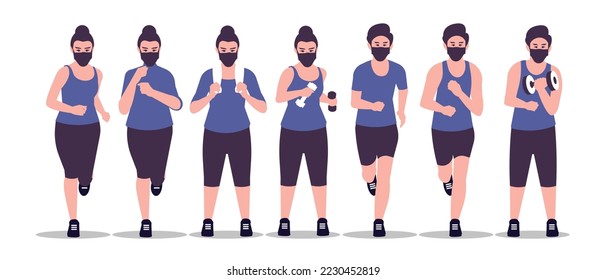 Vector Running is an image design of several people exercising by running