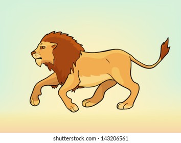 vector running lion