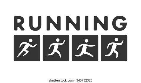 Vector running logo and symbol. Vector sport icon and label
