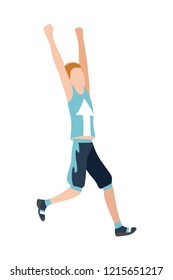 Vector running man in flat design style. Sport. Run. Active fitness. Exercise and athlete. Variety of sport movements. Flat cartoon style. Side view. Simple design.