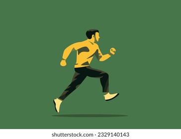 Vector running man on green background
