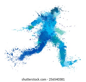 Vector running man, splash artwork.