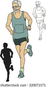 Vector of running marathon sport man, hand drawn in cartoons  style.