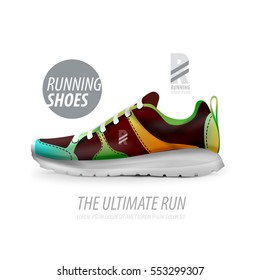Vektor-Laufschuhe und Produktvorlage, Werbeverpackung für Design
