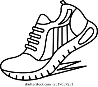 a vector of a running shoes in black and white coloring