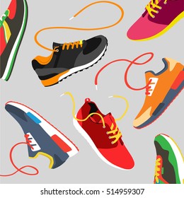 Vector running, sport and gym shoes