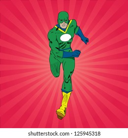 Vector running superhero