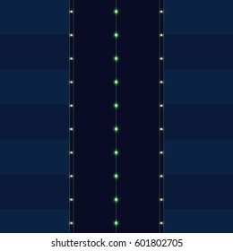 Tira de la pista de Vector en la noche con las luces verdes y amarillas