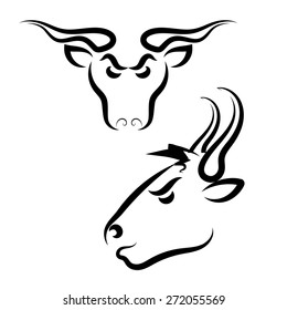 Vector Rural Angry Bull Logo Isolated on White Background