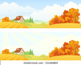 Vector rural autumn banners