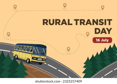 Vector Rural Transit Day with the feel of a bus trip to the countryside Illustration Suitable for Use as a Background or Banner