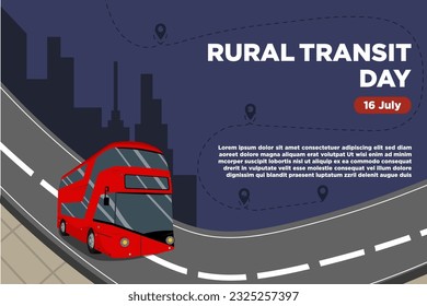 Día del Tránsito Rural Vector con un moderno tono de bus en la ilustración de la ciudad
