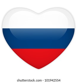 Vector - Russia Flag Heart Glossy Button