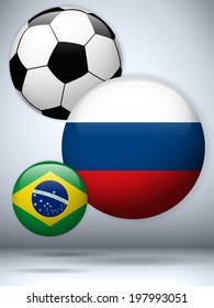 Vector - Russia Flag with Soccer Ball Background