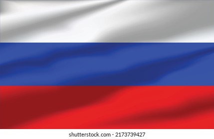 Vector Russia Flag Waving Realistic Flowing Flags