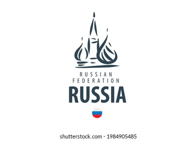 Vector Russia sign drawn by hand on a white background
