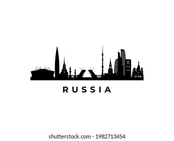 Vector Russia skyline. Travel Russia famous landmarks. Business and tourism concept for presentation, banner, web site.