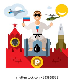 Vector Russia travel concept. Flat style colorful Cartoon illustration.