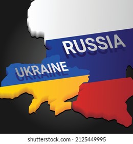 Vector of Russia and Ukraine Map. National flag.