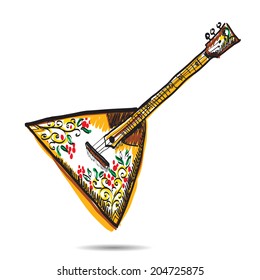 Vector russian balalaika on white background. EPS