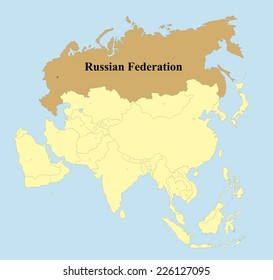 Vector Russian Federation map on Asia 