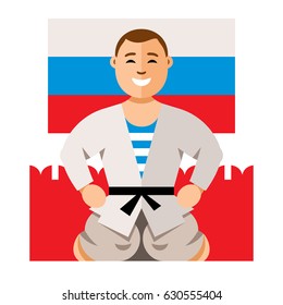 Vector Russian Man humor concept. Flat style colorful Cartoon illustration.