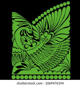 vector russian ornament. folklore ornament withe bird