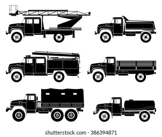 Vector russian trucks icons set.