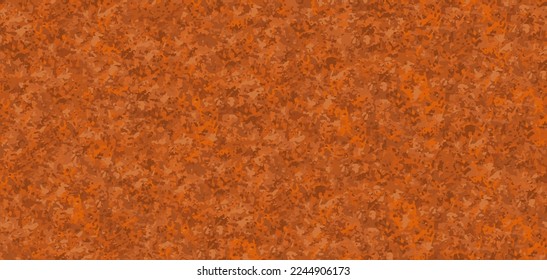 Vector rusted iron sheet texture. Realistic rust background. Horizontal aged metal pattern. Weathered paint cover backdrop. Cooper material surface. Dirty industrial damaged construction ornament
