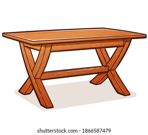 Vector rustic wooden table illustration