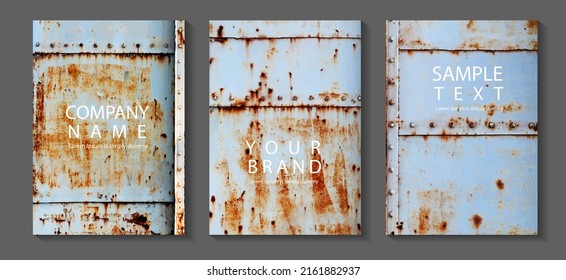 Vector rusty metal texture background, in A4 size for design work page cover book presentation. brochure layout and flyers poster template.