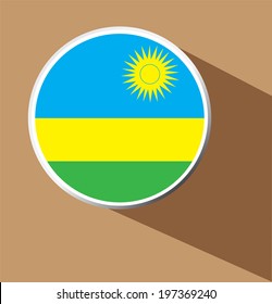 Vector - Rwanda Flag button icon with long shadow 