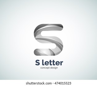 Logotipo de negocio de letras Vector S, diseño geométrico elegante y abstracto moderno. Creado con ondas