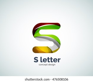Vector S letter business logo, modern abstract geometric elegant design. Created with waves
