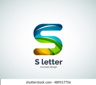Vector S letter business logo, modern abstract geometric elegant design. Created with waves