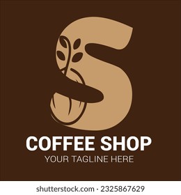 Ilustrador vectorial de la inspiración del logotipo del logotipo del frijol de café de la letra Vector S